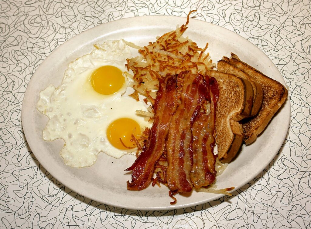 Classic eggs and bacon breakfast