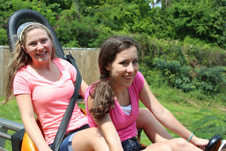 alpine coaster two girls riding coaster