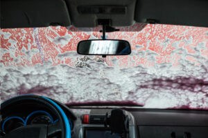 Suds Express Foam on Windshield of Car