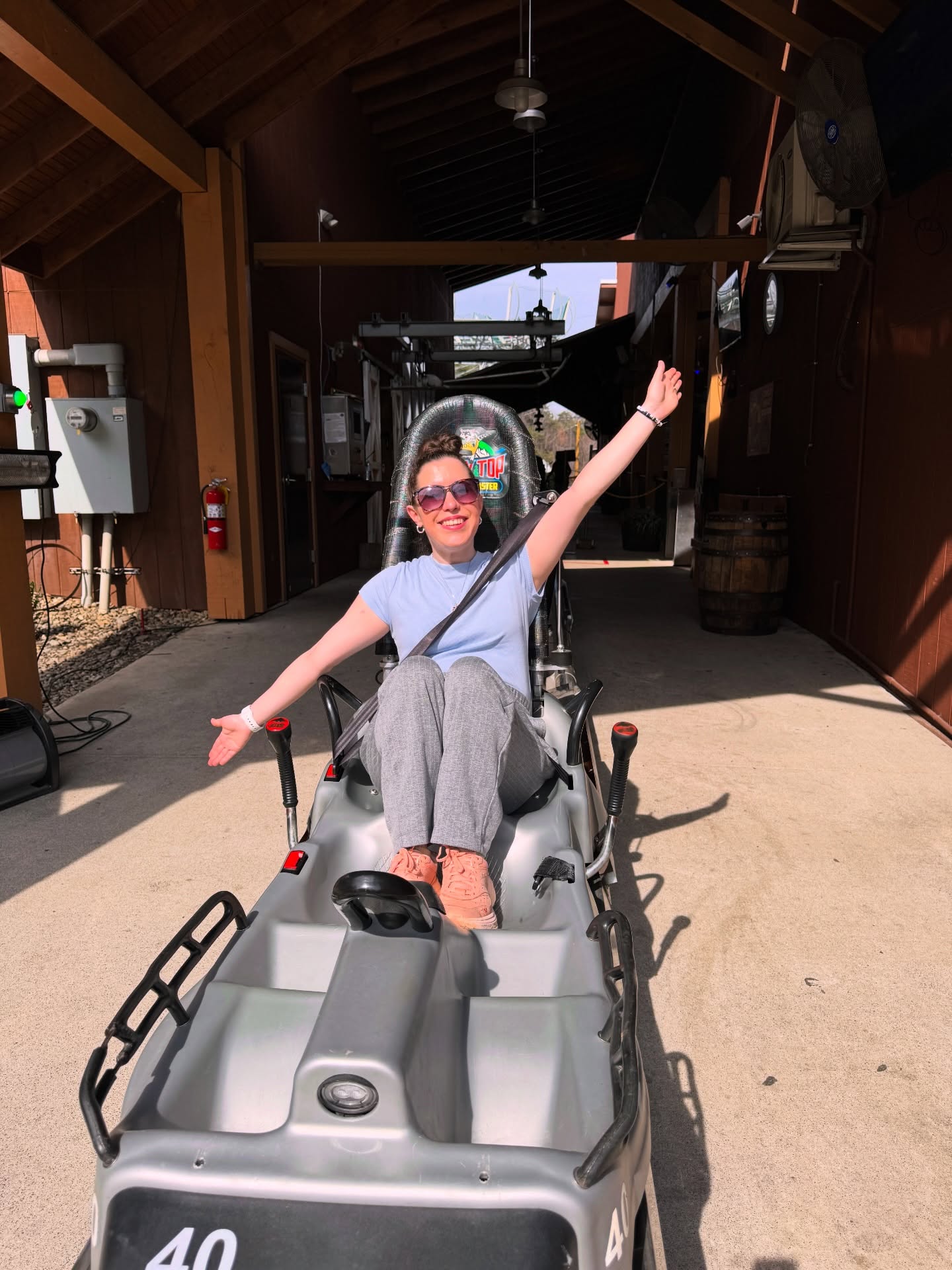 Girl on Mountain Coaster in the Smoky Mountains