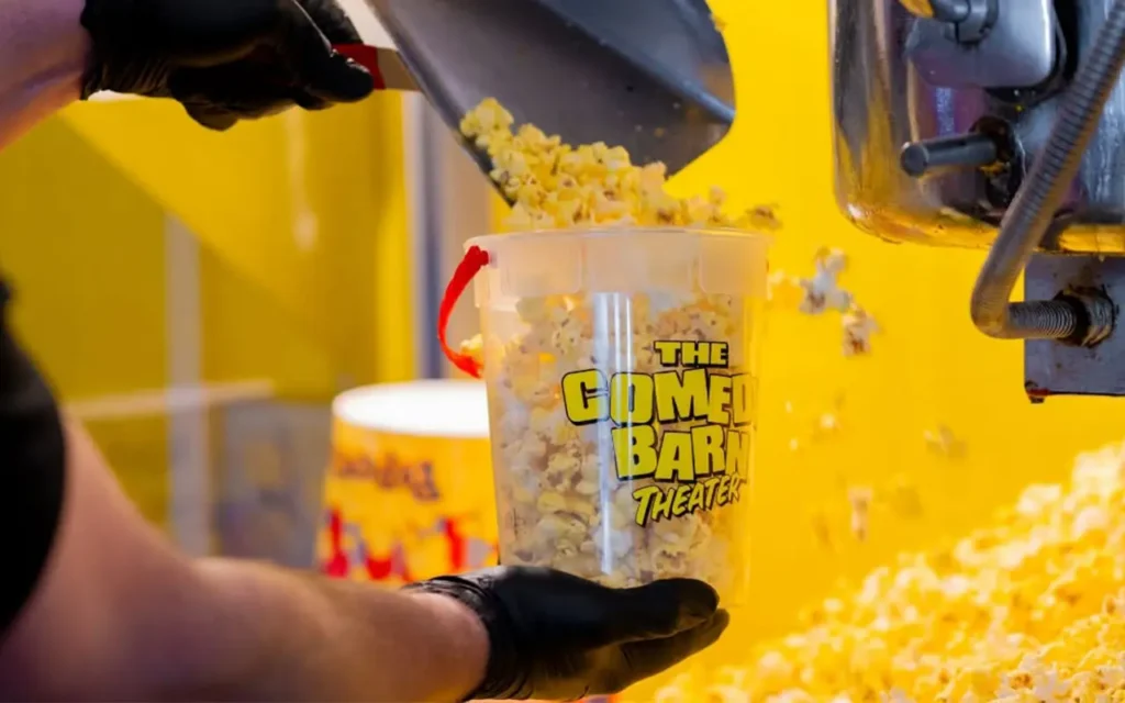 Filling Popcorn Bucket at Comedy Barn