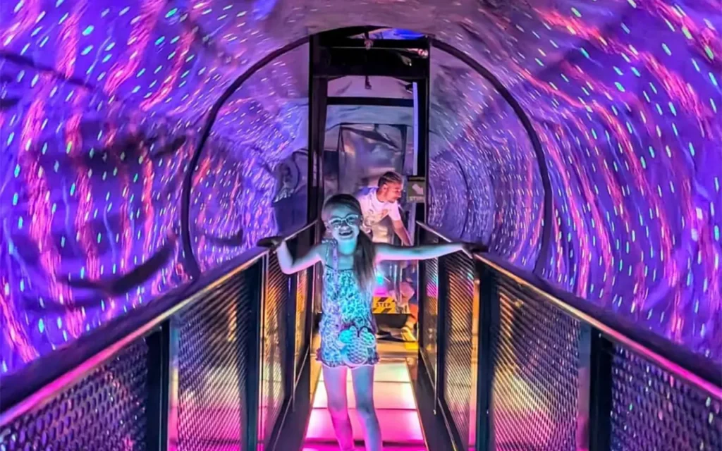 Girl in Motion Tunnel at Wonderworks