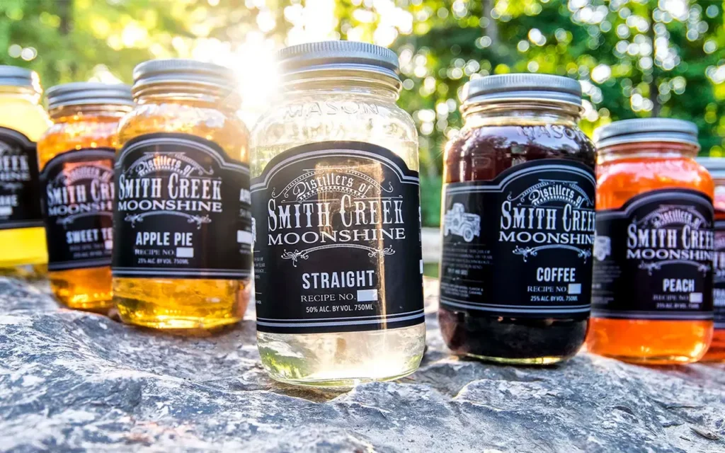 Bottles of Moonshine from Smith Creek Moonshine