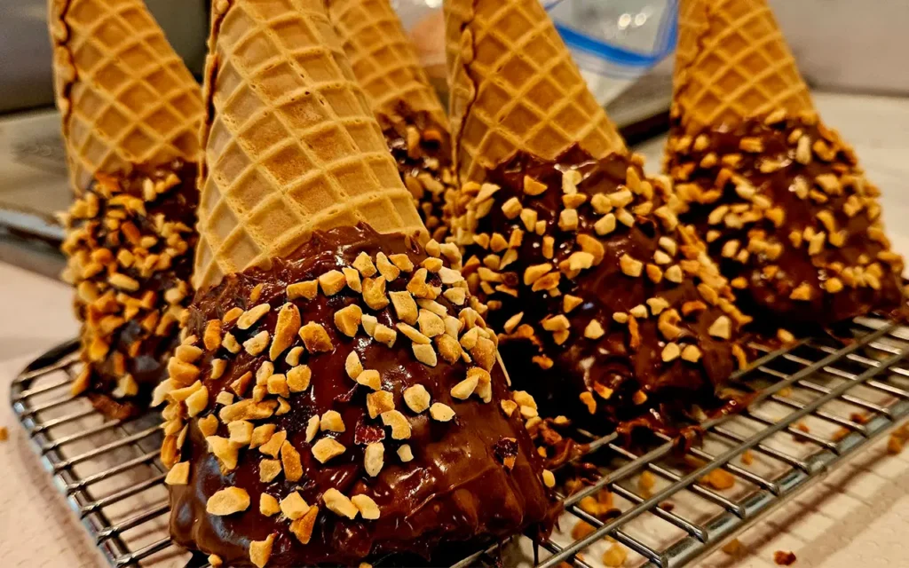 Chocolate Dipped Waffle Cones at The Apple Valley Creamery