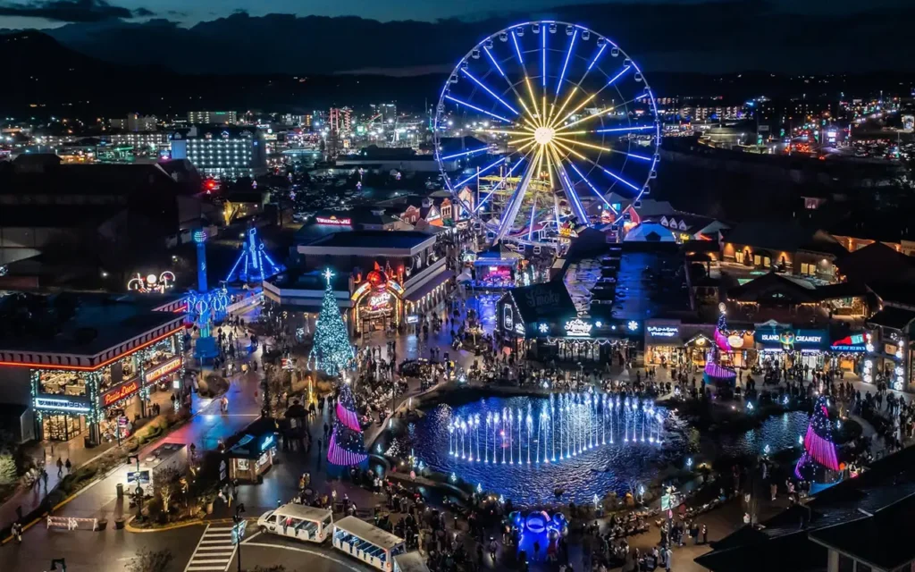 Christmas Lights at Night at The Island