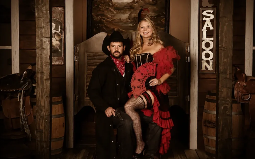 Couple Taking Old Time Photo at Four Sisters Old Time Photo