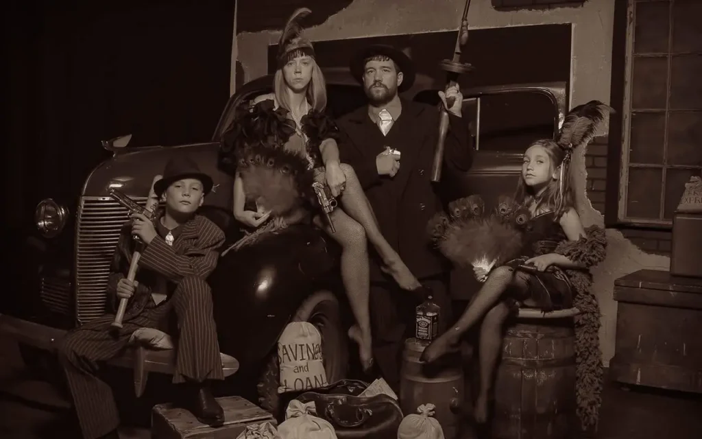 Family Posing For Vintage Photograph at Four Bandits Old Time Photo