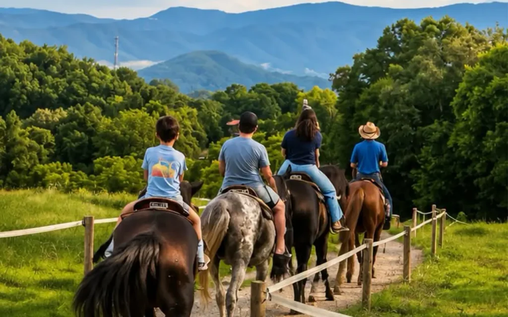 Family Riding Horseback at Jayell Ranch Family Adventure Park