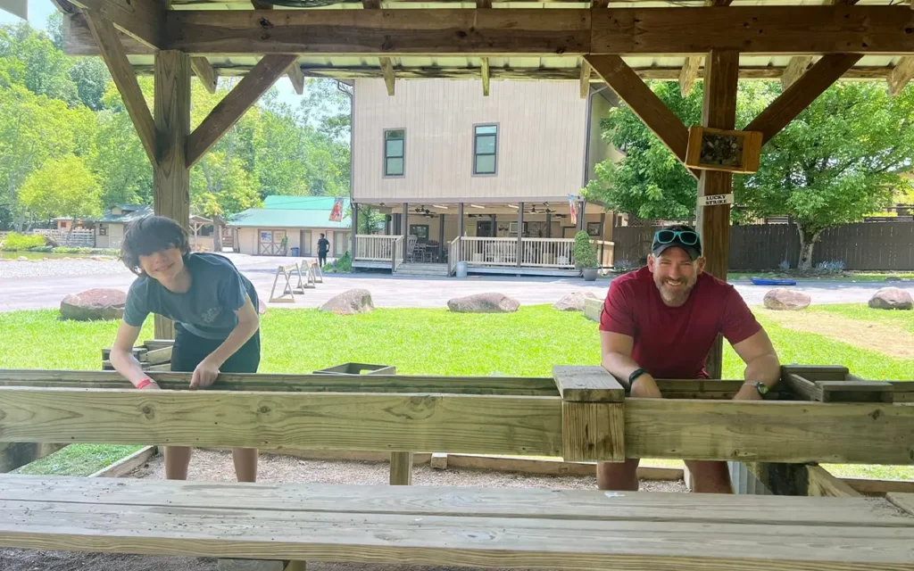 Father and Son Mining Gems at Big Rock Dude Ranch at Ponderosa