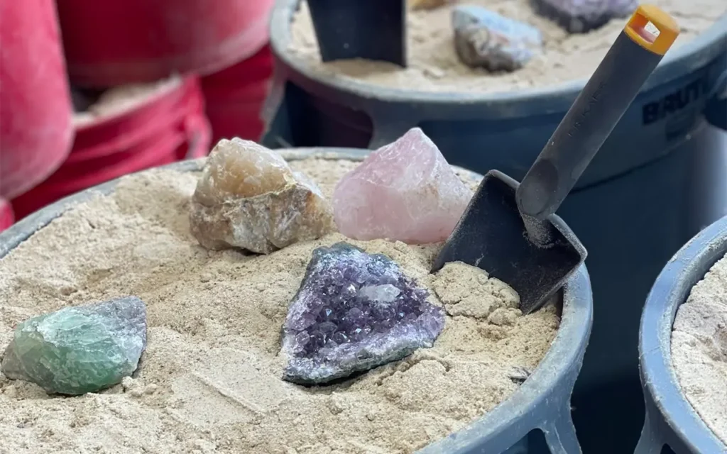 Gems in Sand Bucket at Pigeon Forge Gem Mine