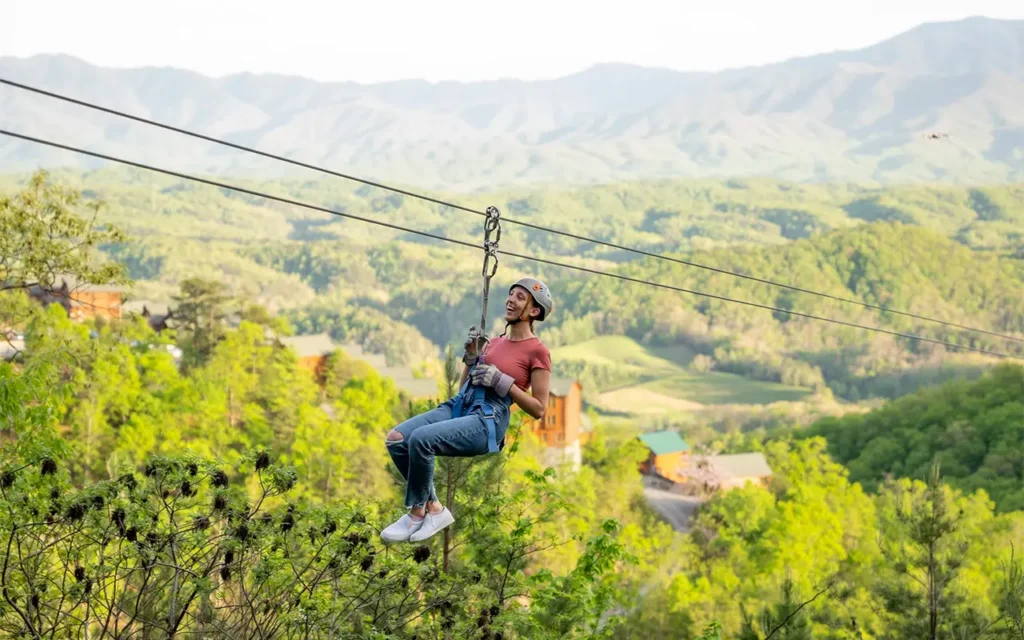 Girl Riding Zipline at Legacy Mountain Ziplines