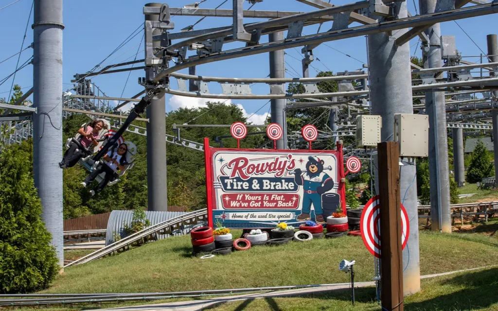 Girls Riding a Ride at Rowdy Bears Smoky Mountain Funpark