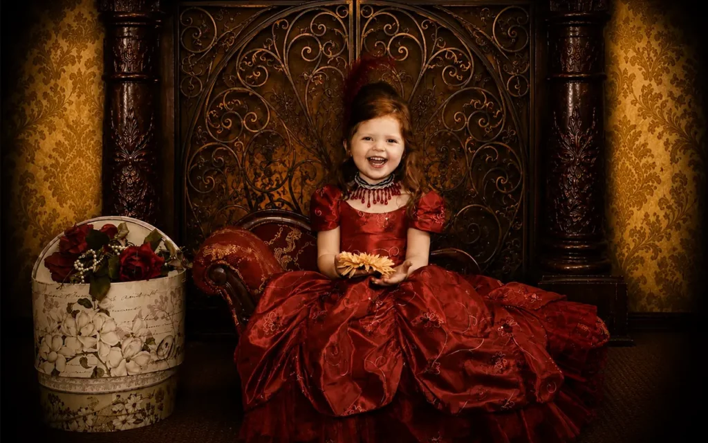 Kid Posing in Dress for Photo at Four Sisters Old Time Photo