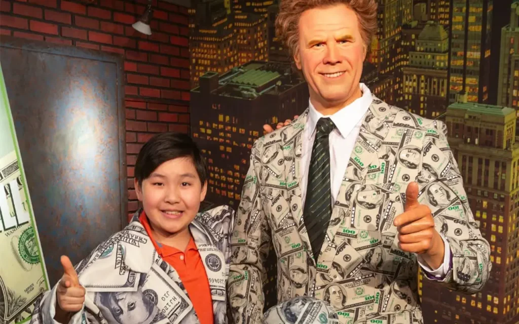 Kid with Will Ferrell at Hollywood Wax Museum