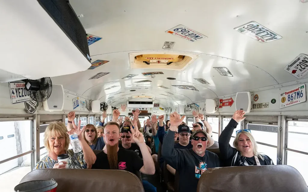 Large Group of People on Bus Tour at Redneck Comedy Bus Tour