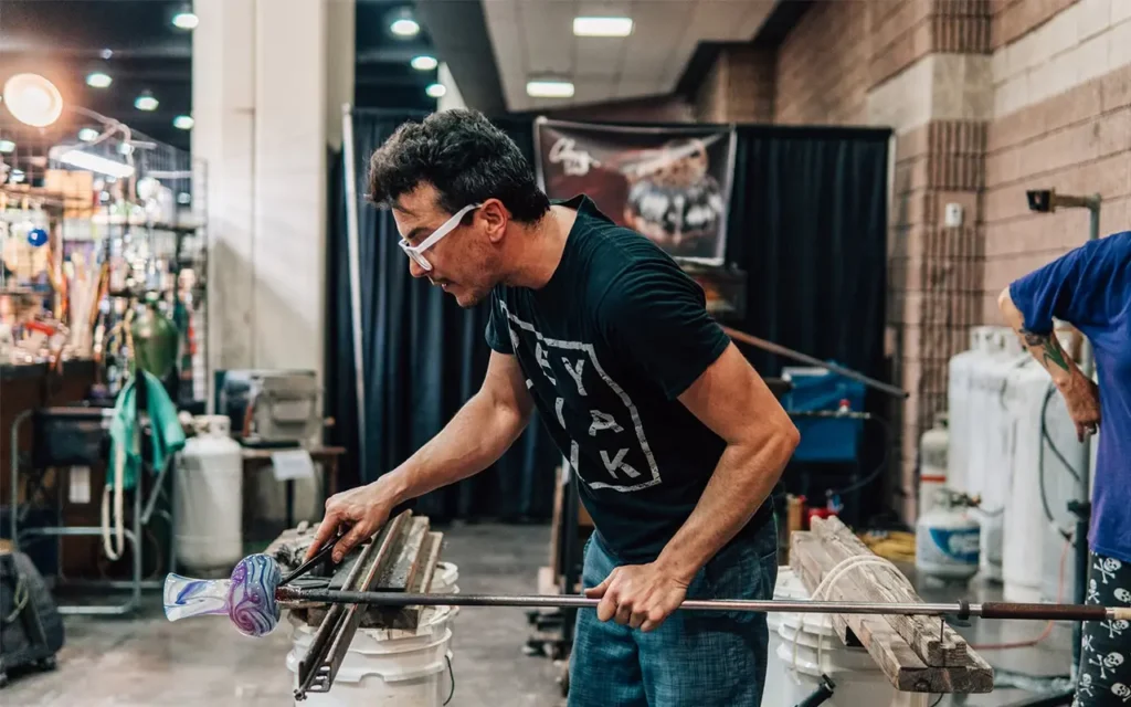 Man Shaping Glass at Gatlinburgs Craftsmens Fair