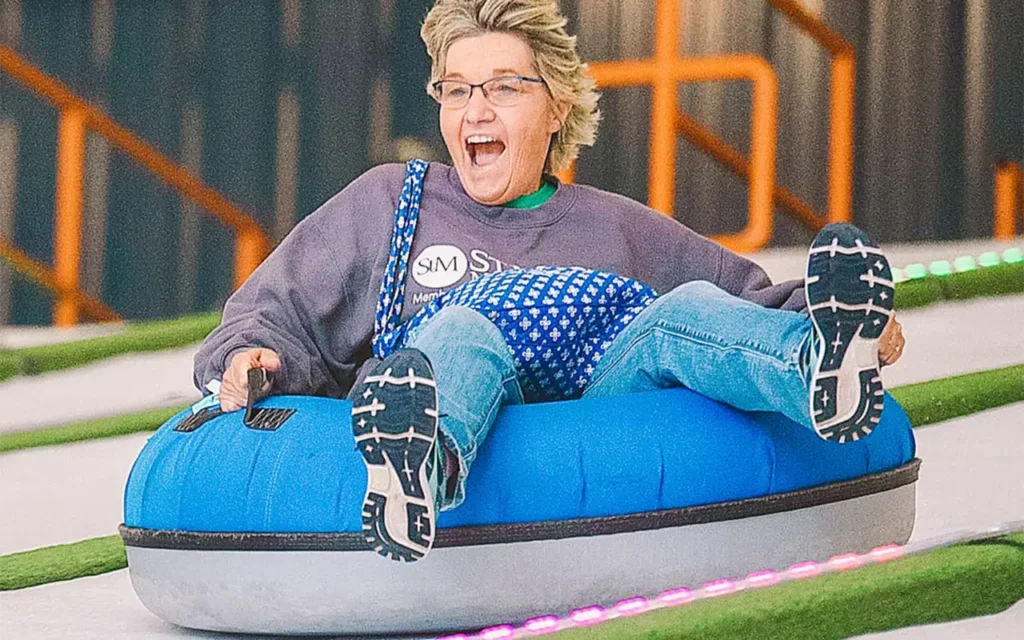 Woman On Tube at Pigeon Forge Snow
