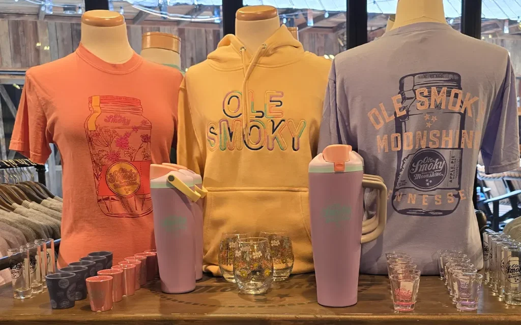 Ole Smoky Moonshine Tshirt Display at Ole Smoky Moonshine
